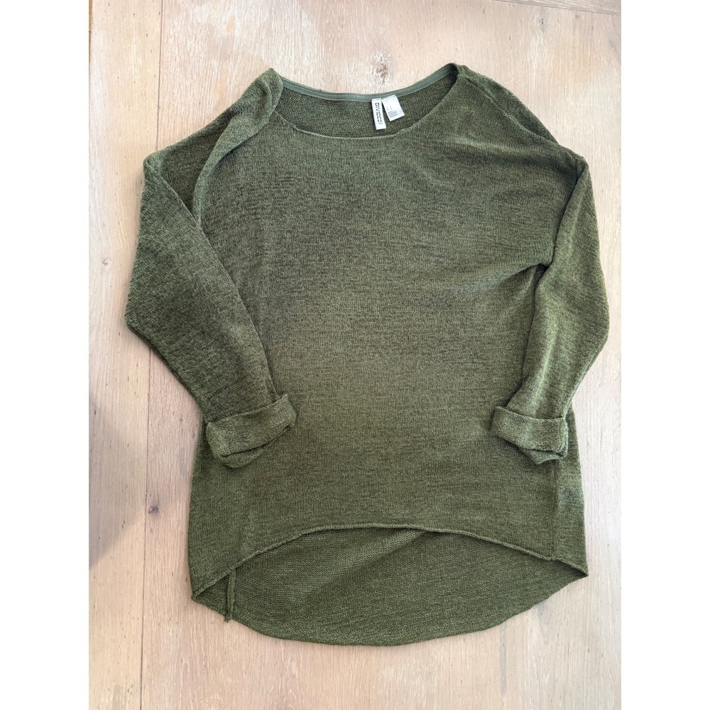 H&M Divided Green Knit Sweater Relaxed‎ Fit Long Sleeve Women's Medium